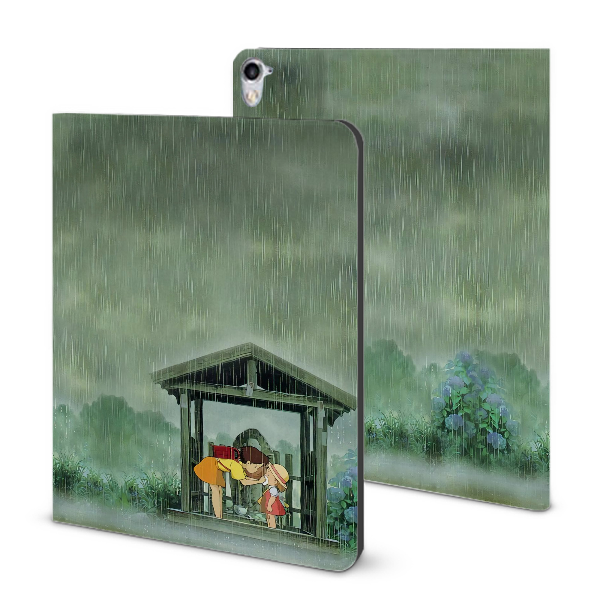 （画像用） となりのトトロ 草壁メイ 草壁サツキ My Neighbor Totoro Satsuki Kusakabe Mei Kusakabe IPad ケース ブック型 PUレザー TPU 耐衝撃 軽量 薄型 ペン収納なし 全面保護 IPad 各モデル対応